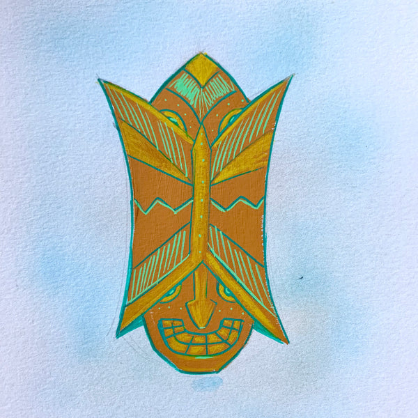 Two Faced Tiki Head Painting