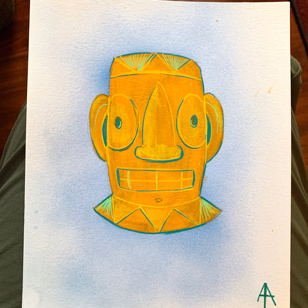 Mayan Tiki Head Painting